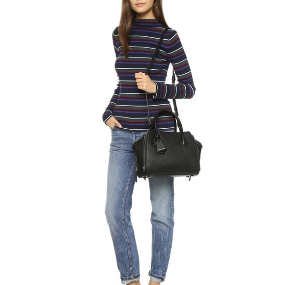 Rebecca Minkoff Pebbled Leather Perry Satchel Blue - Picture 9 of 9